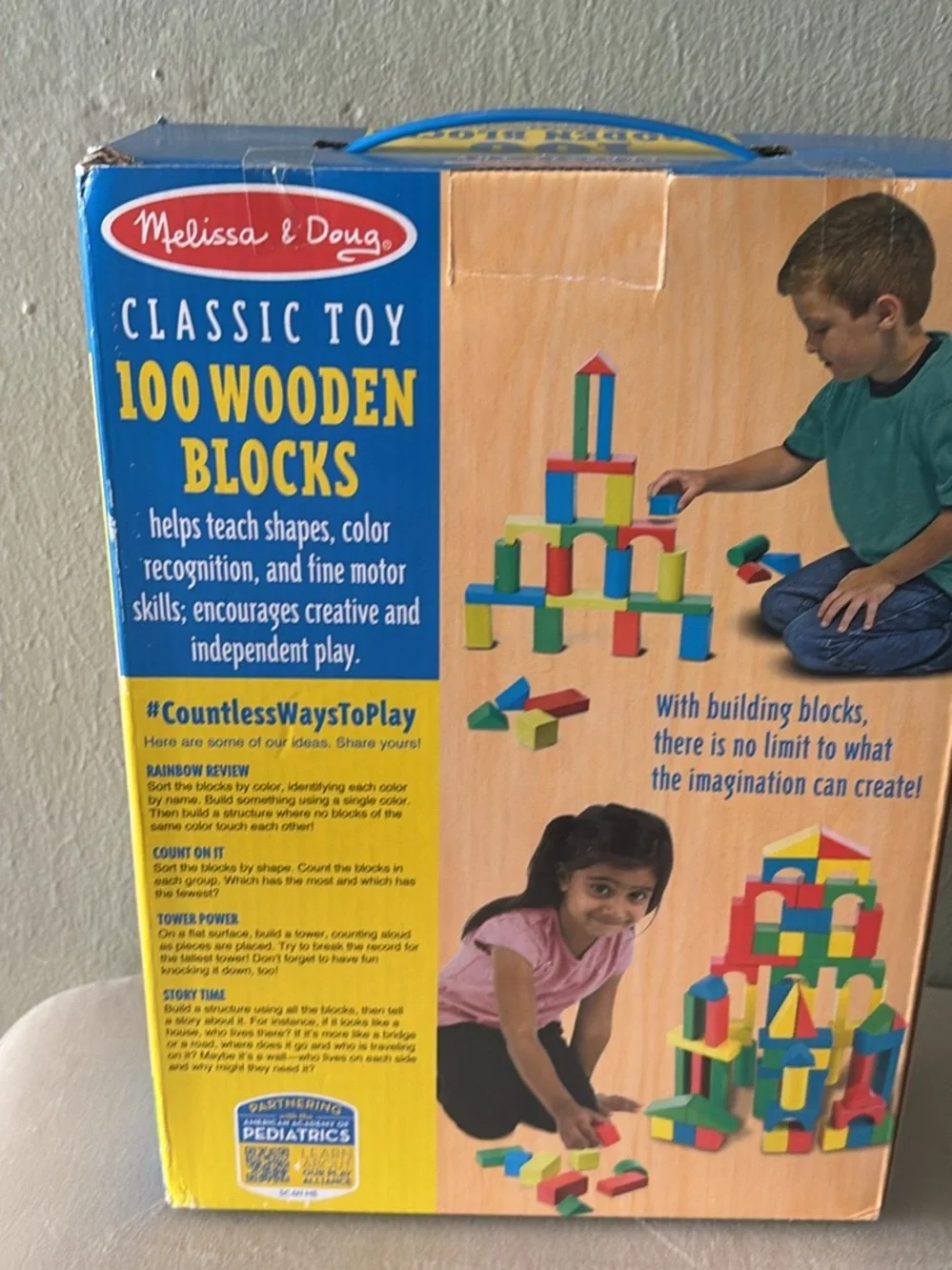 Melissa & Doug Wooden Block Set - Red, Blue, Green, Yellow